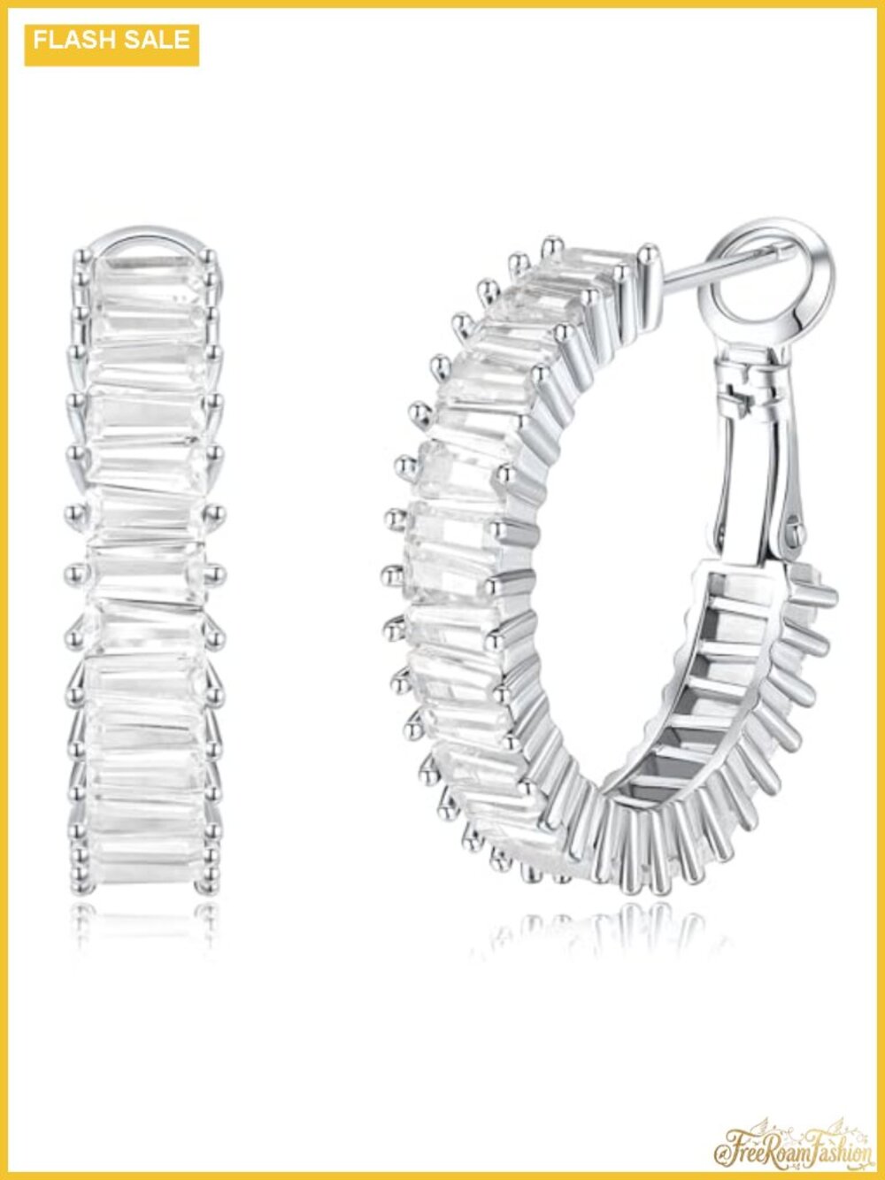 Chunky Crystal Hoop Earrings 14K Gold Plated Hypoallergenic